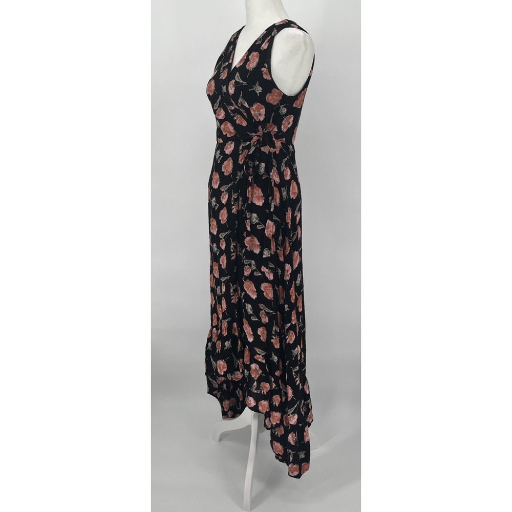 Miami Womens Y2K Wrap Maxi Dress Dark Floral Fairy Grunge Whimsigoth Size Small - Picture 2 of 7